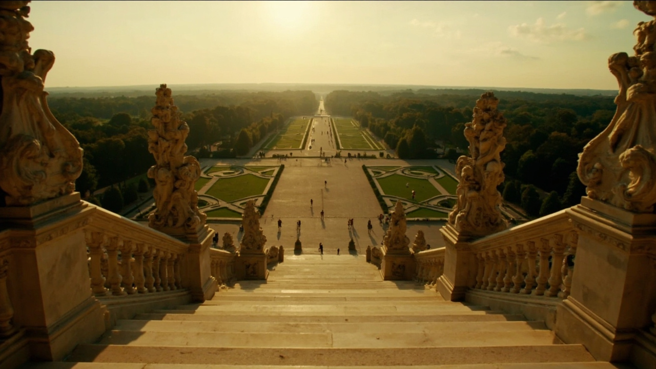 Palace of Versailles gold-and-white facade and French formal gardens