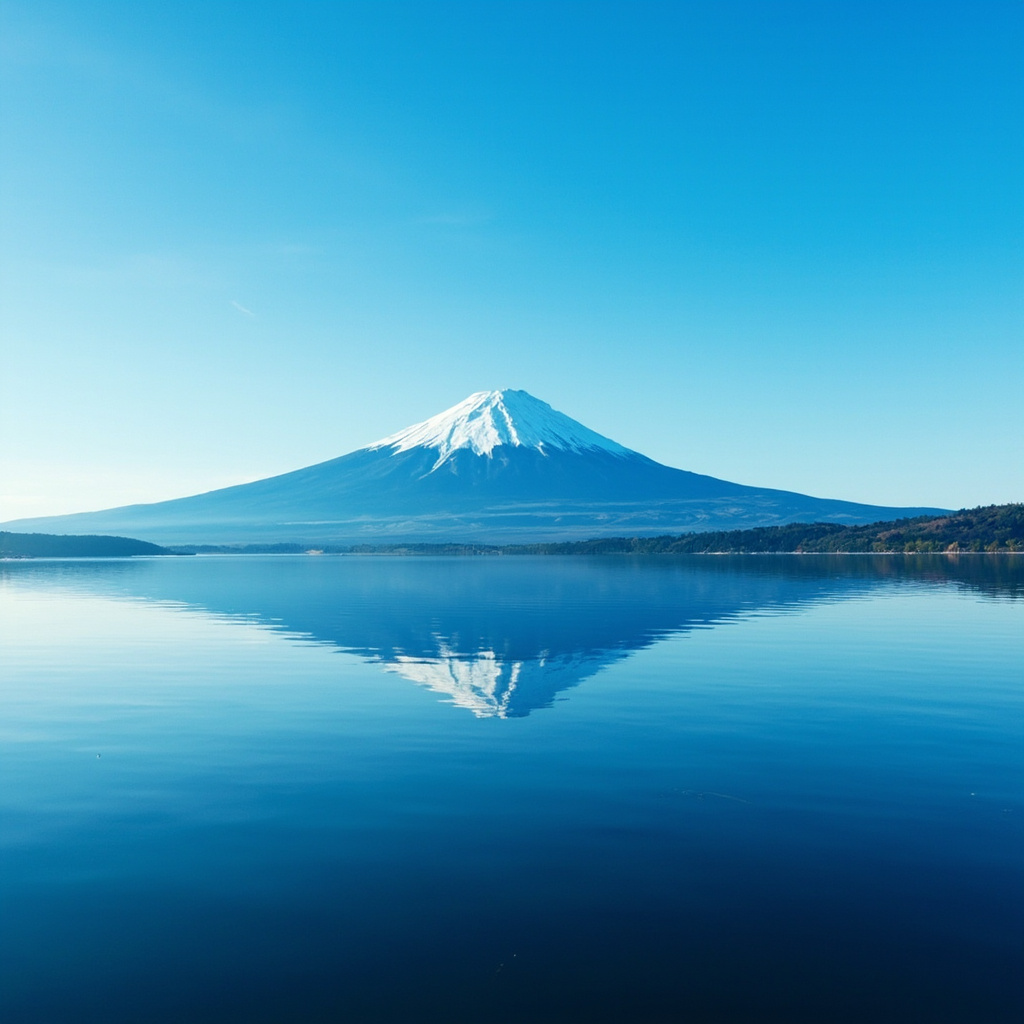 Mount Fuji reflection in Lake Kawaguchi at dawn, Japan